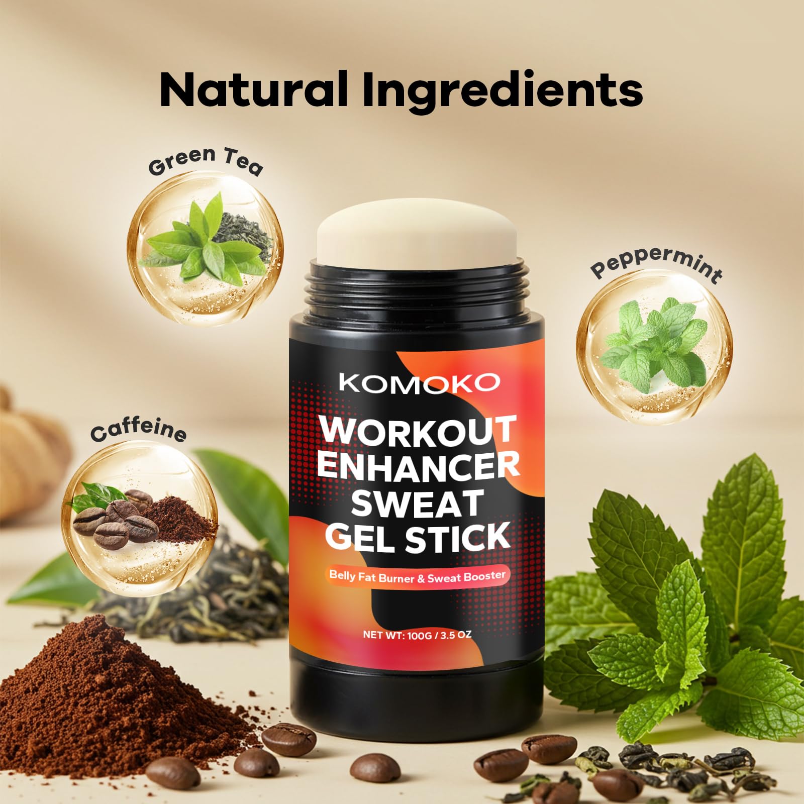 Komoko Fat Burning Sweat Gel Stick – Pre-Workout Sweat Enhancer (3.5 oz)
