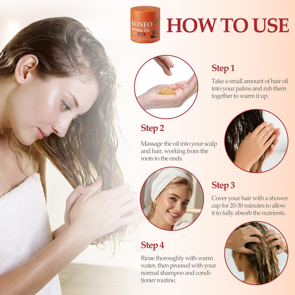 KONEO Hair Growth Cream with 100% Pure Batana Oil – All Hair Types, 4.06 oz