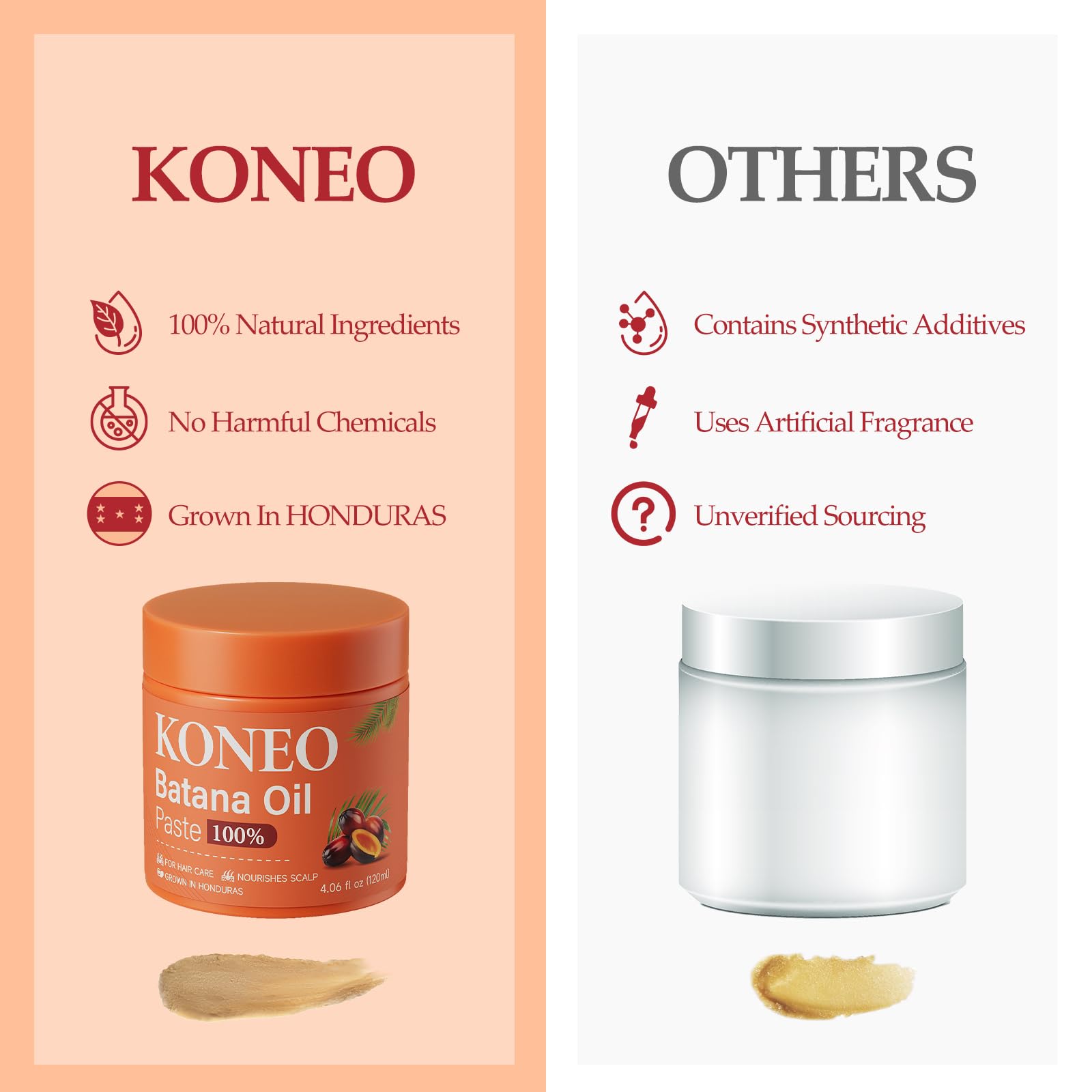 KONEO Hair Growth Cream with 100% Pure Batana Oil – All Hair Types, 4.06 oz