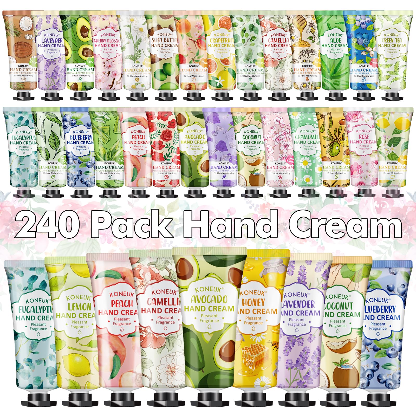 KONEUK 240-Pack Hand Cream Set – Bulk Travel-Size Moisturizers for Women & Gift Ideas