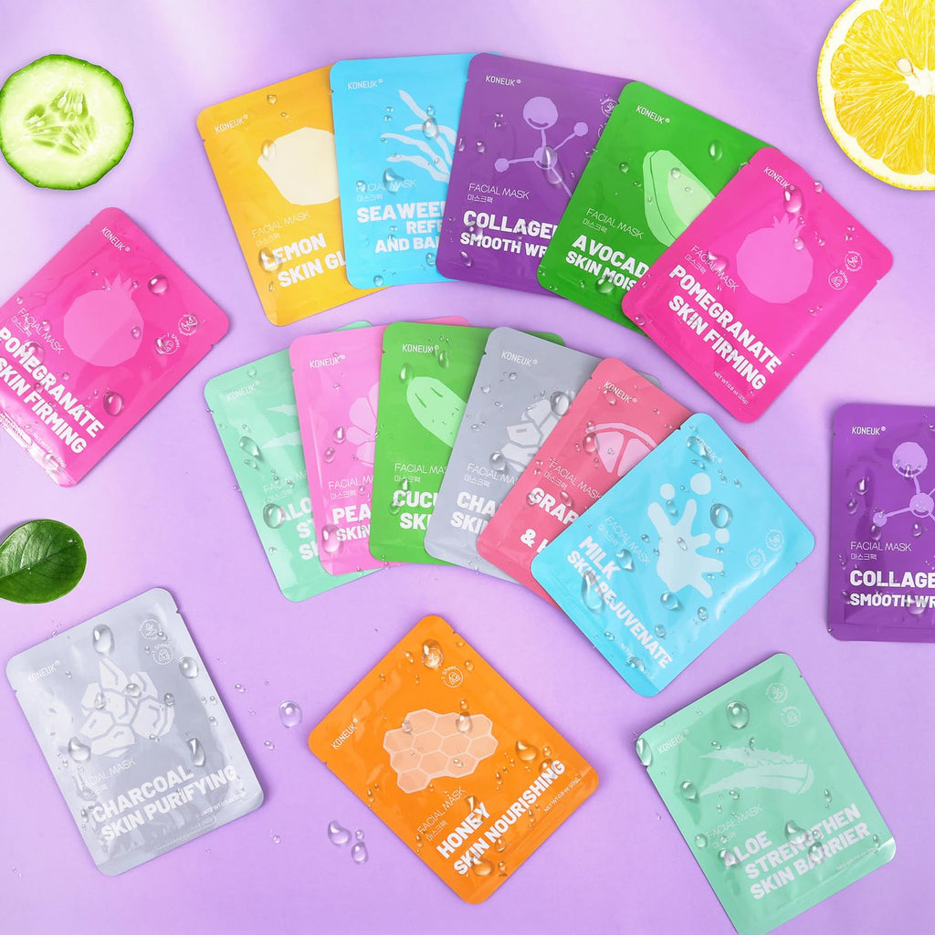 KONEUK 24 Pack Hydrating Face Masks – Soothing & Moisturizing Skincare for All Skin Types