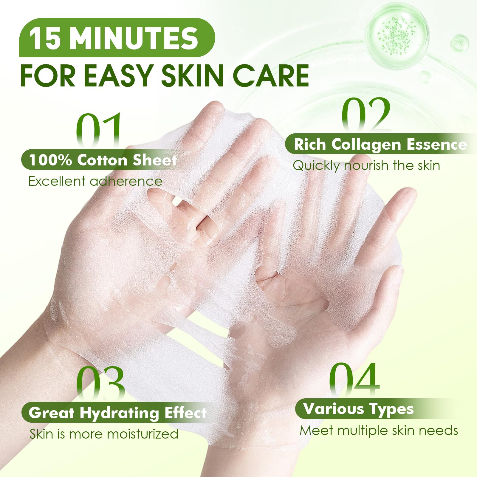 KONEUK 72-Pack Hydrating Face Masks – Collagen Sheet Masks for All Skin Types | Spa Gifts