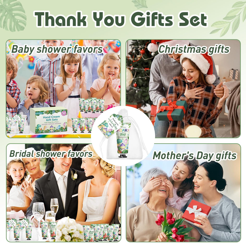 KONEUK 50 Pack Dinosaur Hand Cream Gift Sets for Baby Showers, Weddings & Party Favors
