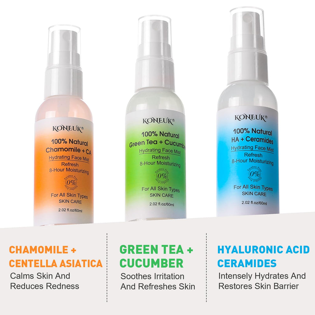 KONEUK Skincare Face Mist Kit — 6x 2.02 fl oz Hydrating Sprays for Glass Skin