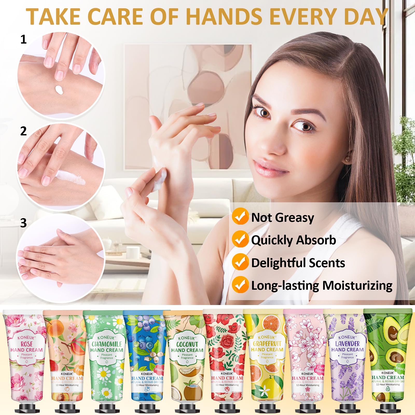 KONEUK 64 Pack Moisturizing Hand Cream Set – Travel-Size Gifts & Fragranced Hand Lotions