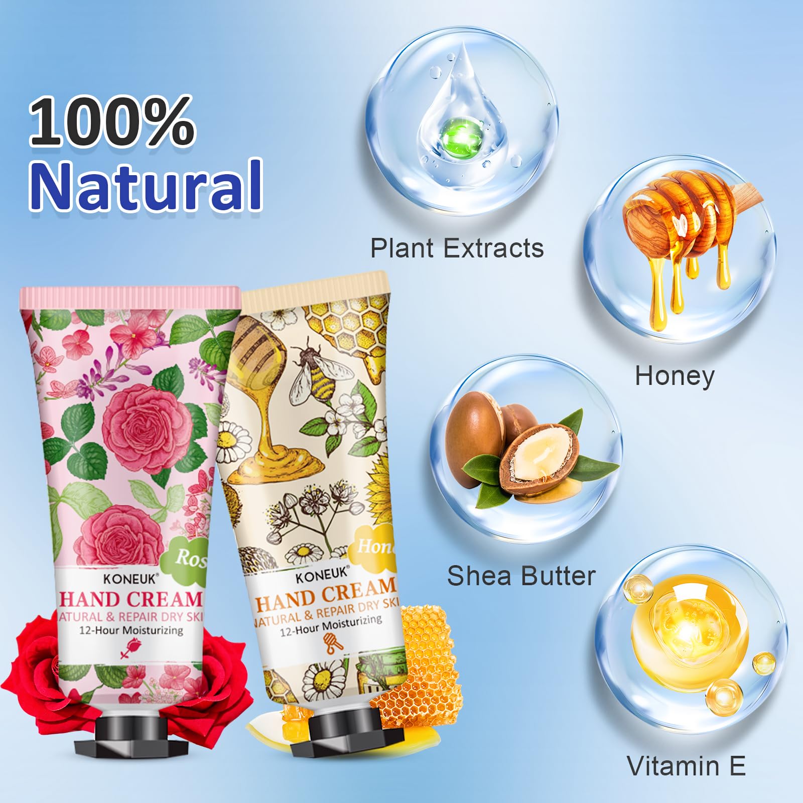 KONEUK 32-Pack Hand Cream Gift Set – Travel-Size Moisturizers for Women