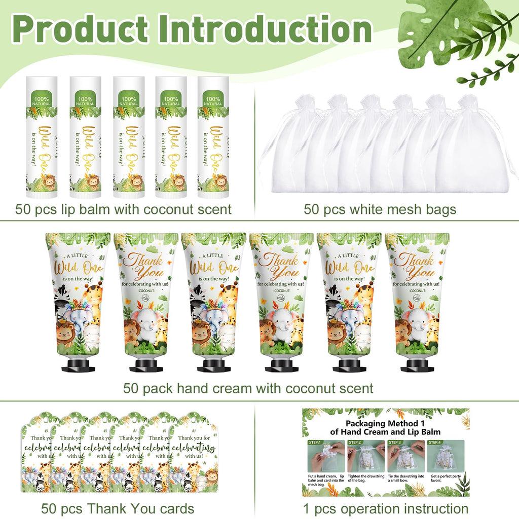 KONEUK 50-Pack Bulk Hand Cream & Lip Balm Gifts Sets – Animal Theme Favors