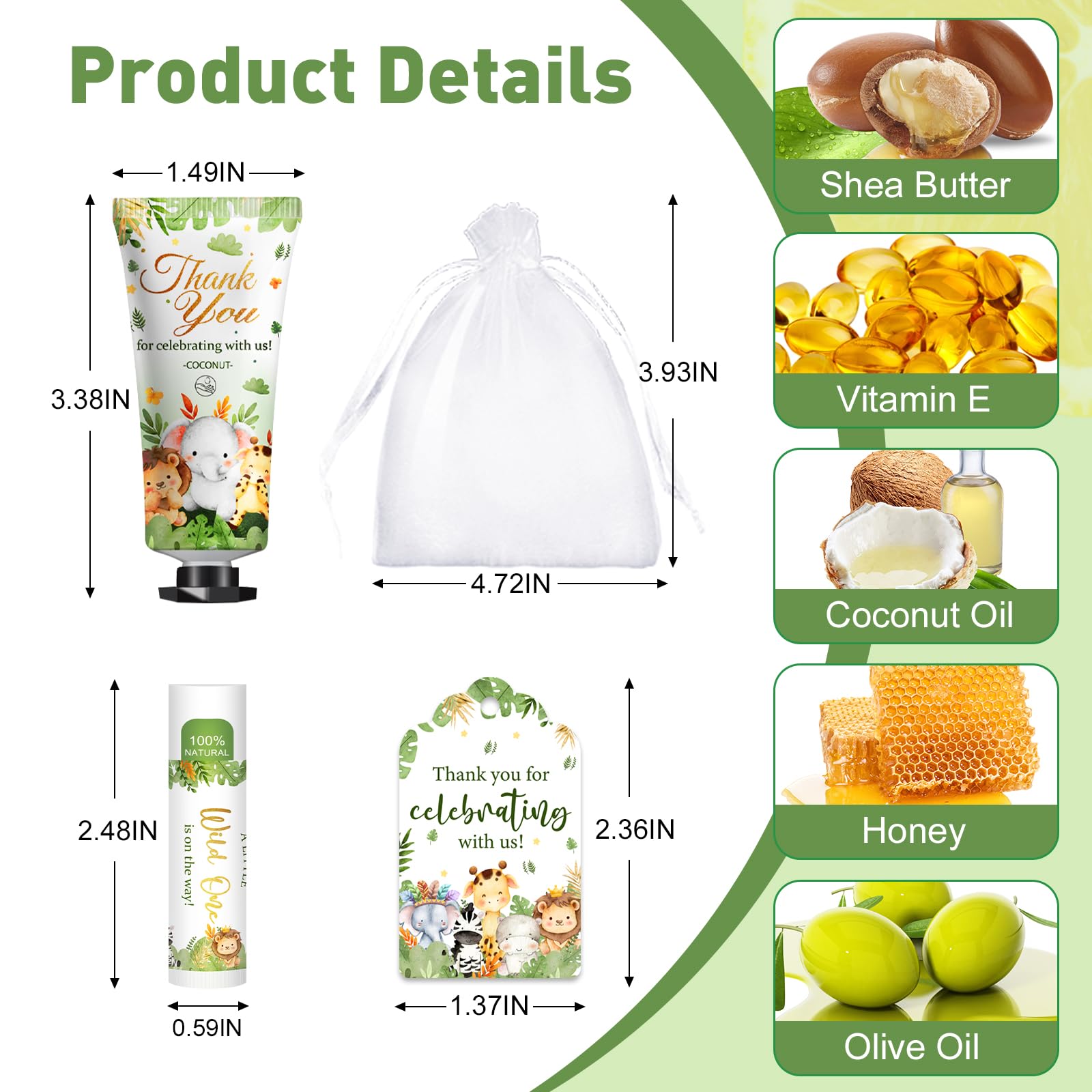 KONEUK 50-Pack Bulk Hand Cream & Lip Balm Gifts Sets – Animal Theme Favors