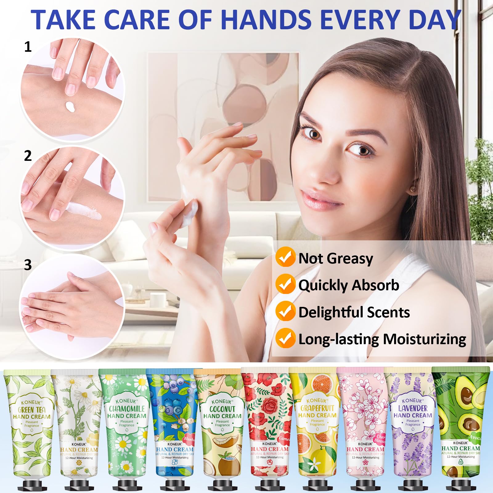KONEUK 32-Pack Hand Cream Gift Set – Travel-Size Moisturizers for Women