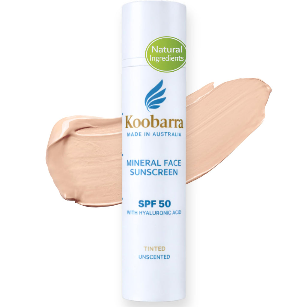 Koobarra Mineral Face Sunscreen SPF 50 | Tinted Zinc Oxide + Hyaluronic Acid | Australian Made