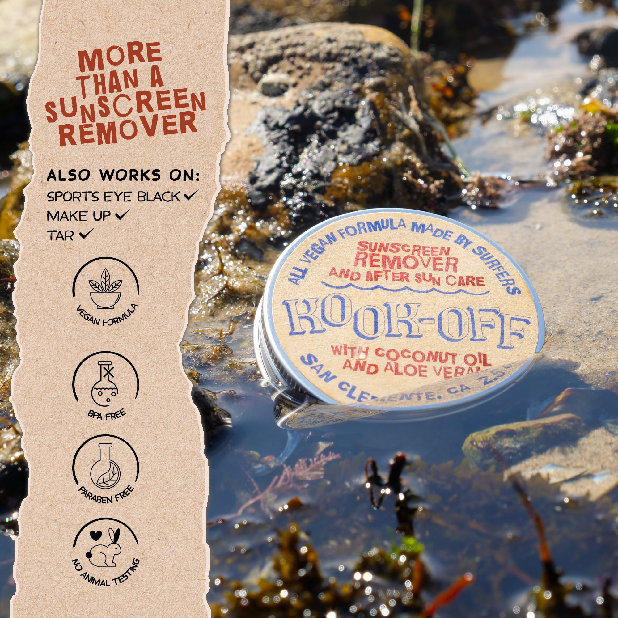 Kook-Off Mineral Sunscreen Remover & After Sun Care | Reef-Safe, Aloe Vera & Coconut Oil