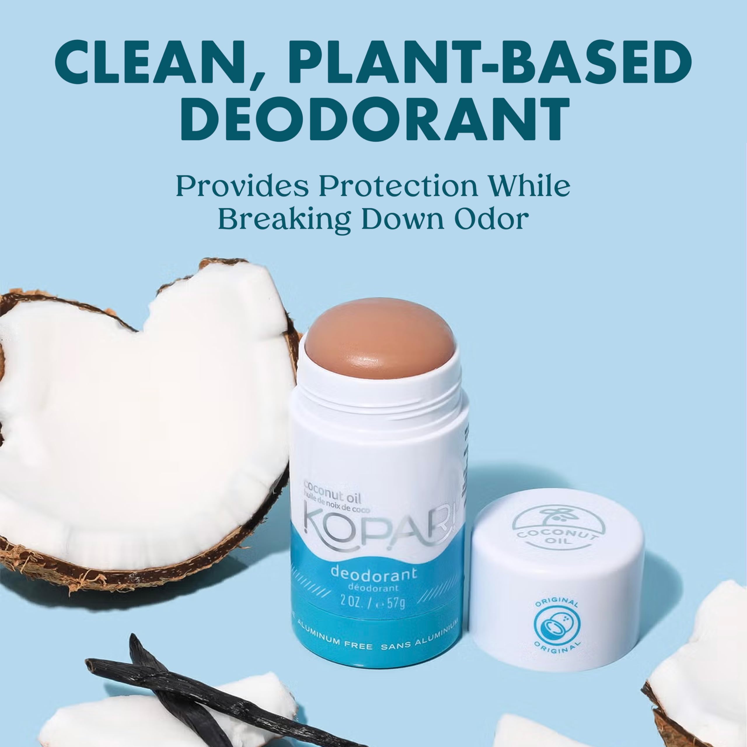 Kopari Aluminum Free Coconut Deodorant – Beach 2 Pack | Plant-Based, No Aluminum