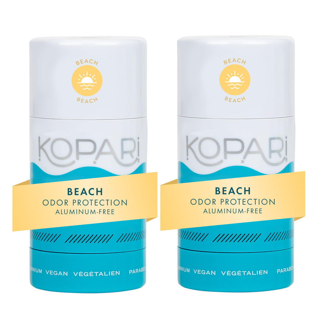 Kopari Aluminum Free Coconut Deodorant – Beach 2 Pack | Plant-Based, No Aluminum