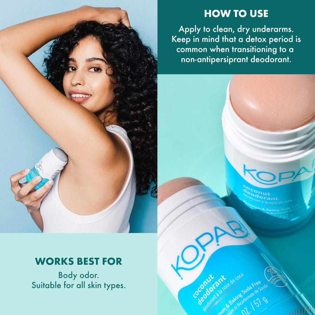 Kopari Aluminum Free Coconut Deodorant – Beach 2 Pack | Plant-Based, No Aluminum