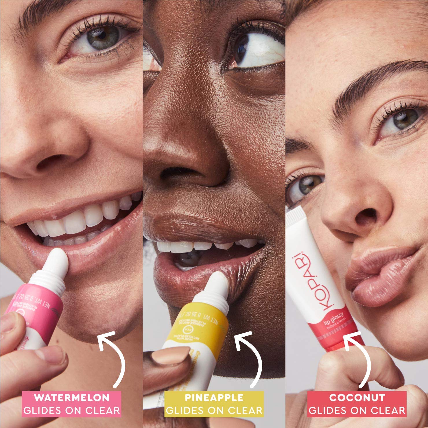 Kopari Coconut Lip Glossy (Pack of 3) – Ultra Hydrating Clear Lip Gloss with Coconut & Vanilla