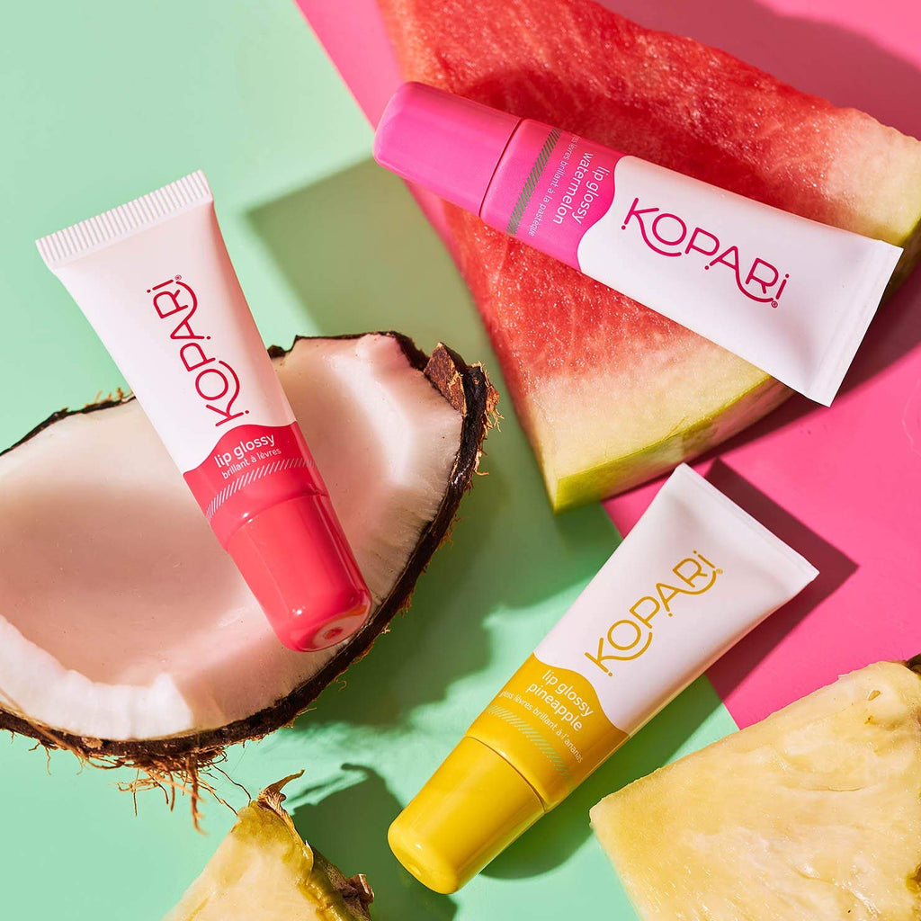 Kopari Coconut Lip Glossy (Pack of 3) – Ultra Hydrating Clear Lip Gloss with Coconut & Vanilla