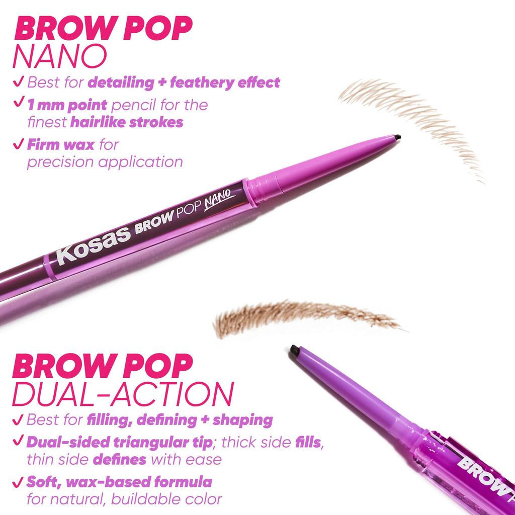 Kosas Brow Pop Nano 1mm Brow Pencil – Ultra-Fine, Natural Feathery Brows (Hypoallergenic)