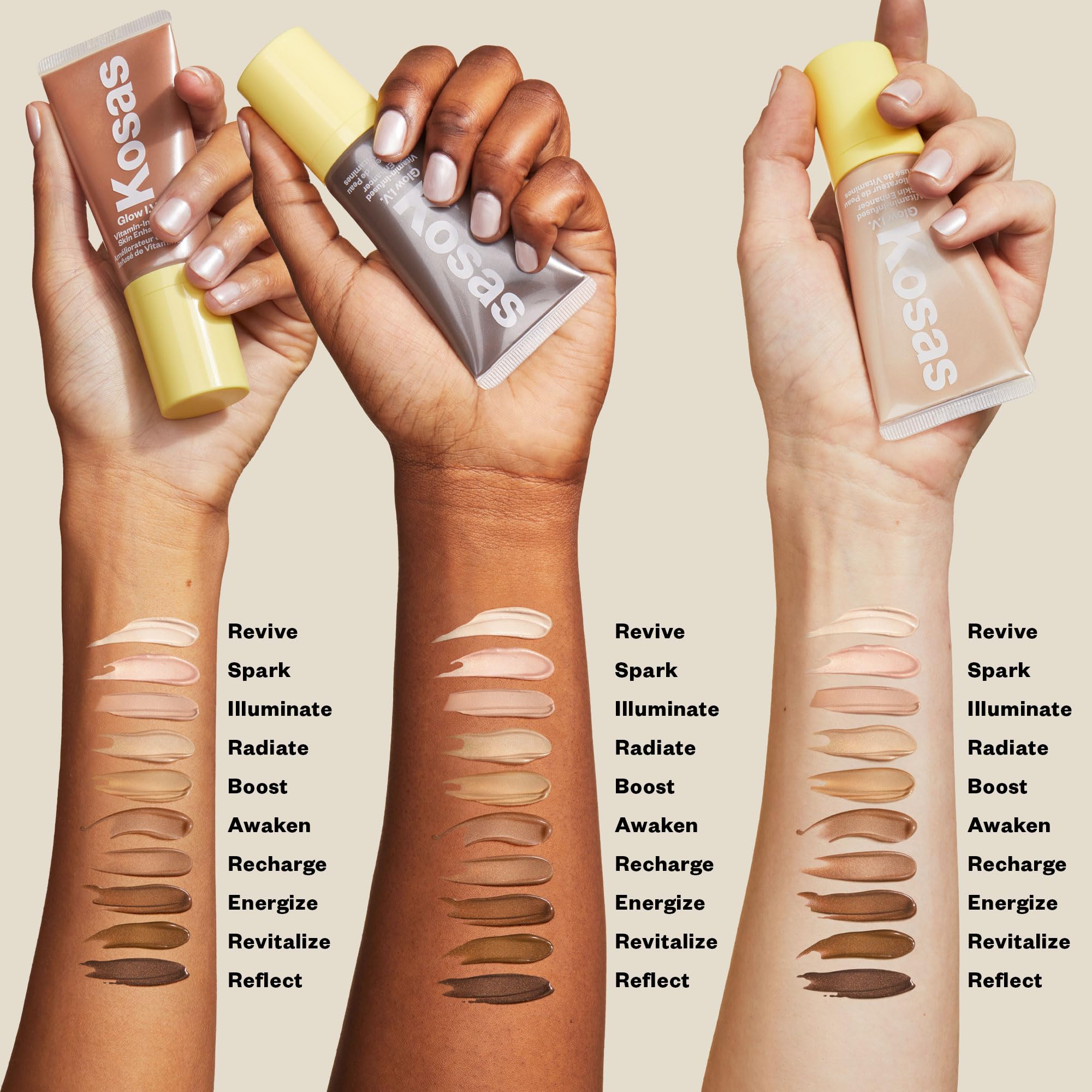Kosas Glow I.V. Vitamin-Infused Skin Enhancer – Tinted Highlighter for Healthy Glow | Energize