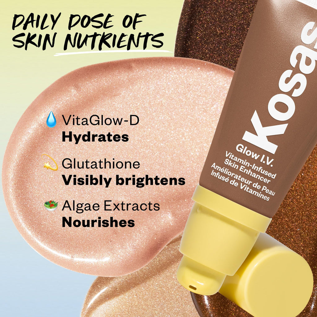 Kosas Glow I.V. Vitamin-Infused Skin Enhancer – Tinted Highlighter for Healthy Glow | Energize