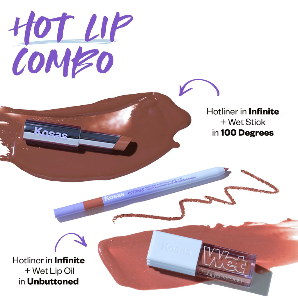 Kosas Hotliner: Retractable Lip Liner with Built-In Sharpener & Brush – Hydrating, Long-Lasting Color