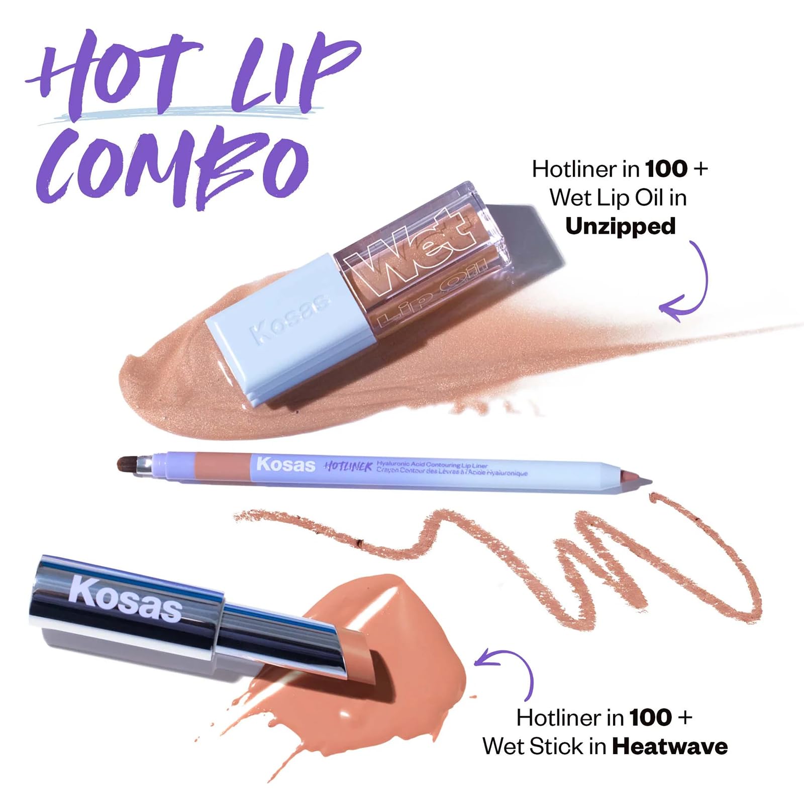 Kosas Hotliner Retractable Lip Liner – Built-In Sharpener & Brush, Hydrating & Long-Lasting