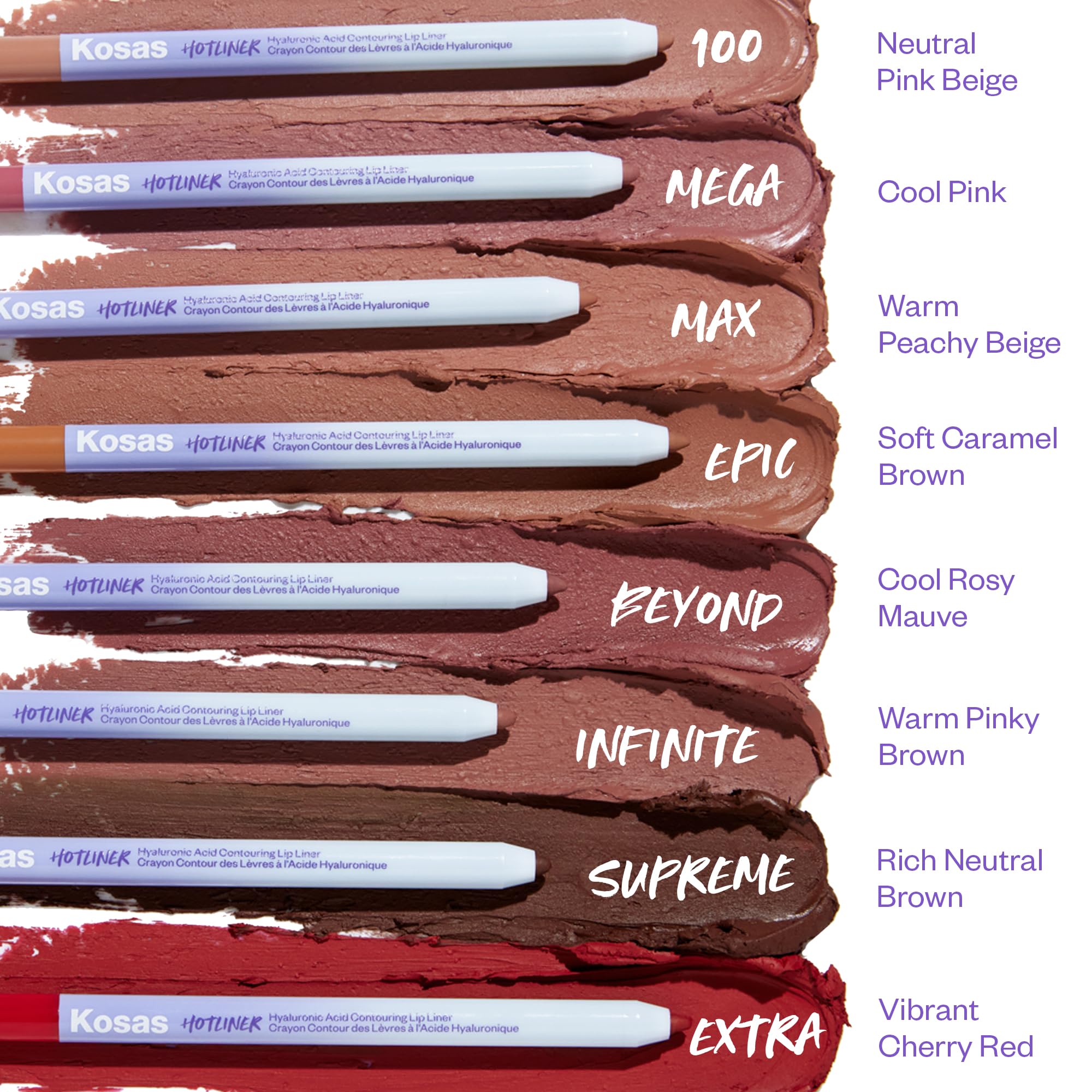 Kosas Hotliner: Retractable Lip Liner with Built-In Sharpener & Brush – Hydrating, Long-Lasting Color