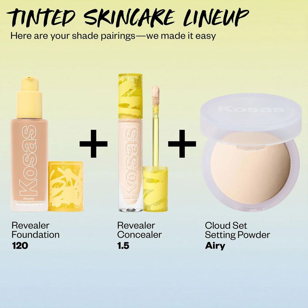 Kosas Revealer Foundation SPF 25 – Hydrates, Brightens & Soothes Skin (Very Light Cool 120)