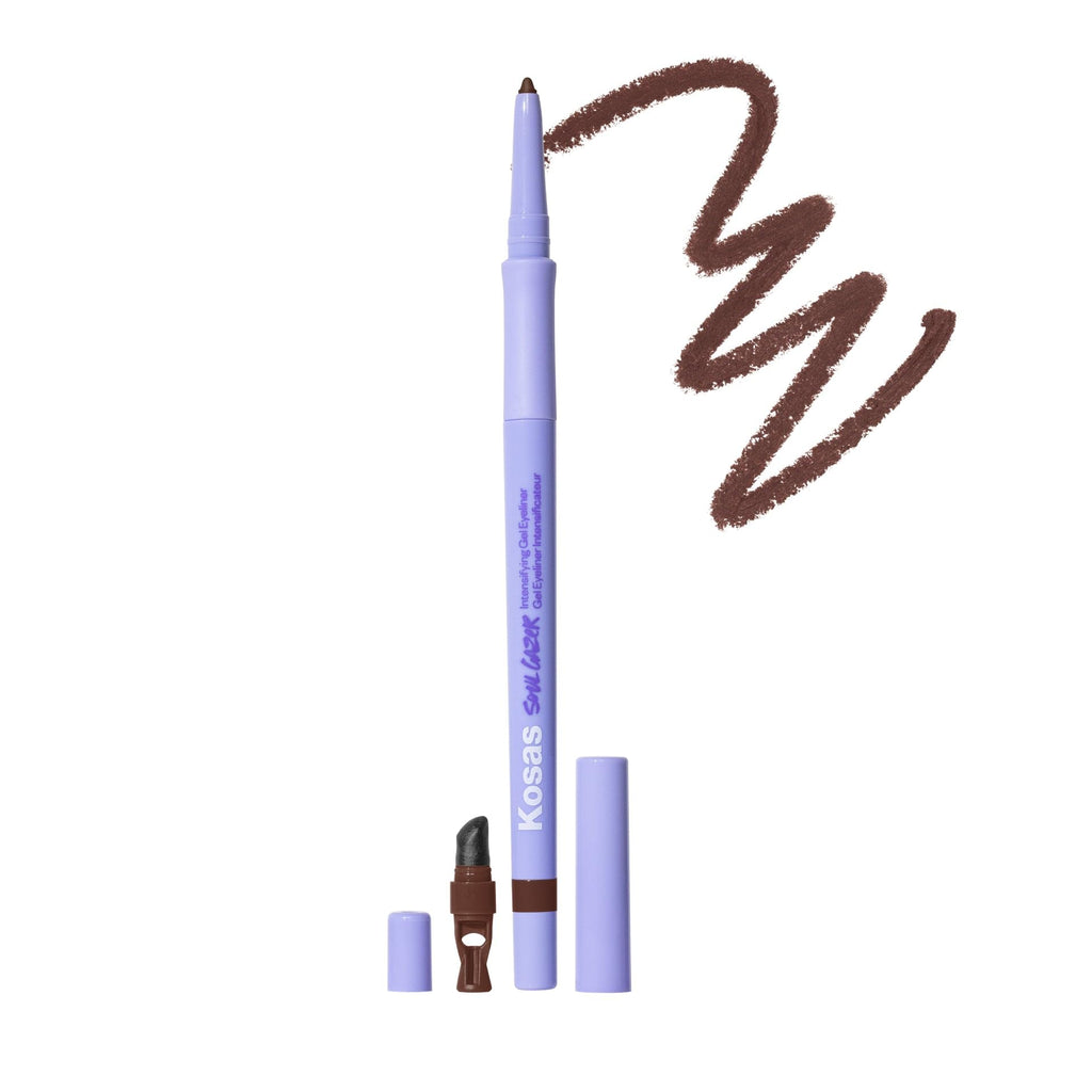 Kosas Soulgazer Gel Eyeliner (Depth) – Waterproof, Hypoallergenic, Hyaluronic Acid, Retractable Pencil – Warm Brown Matte