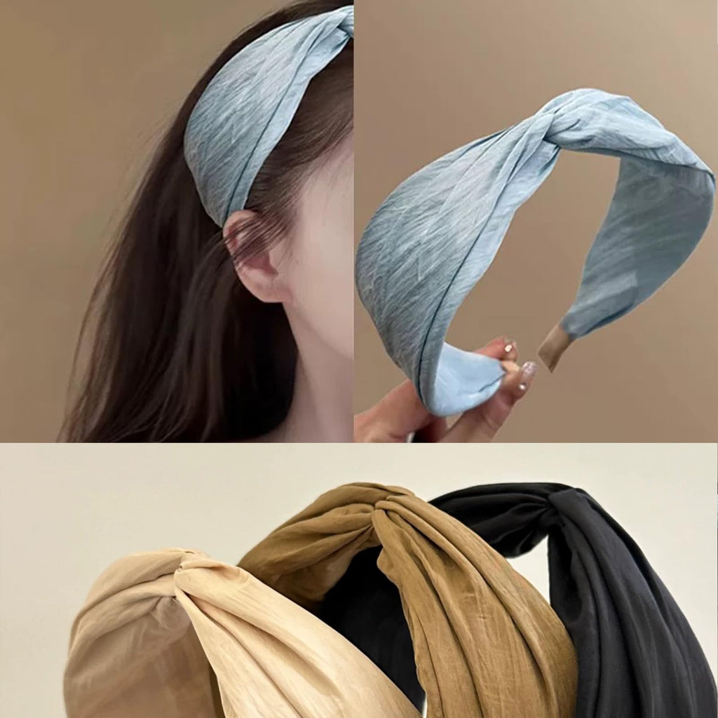 KOVOLITU 4 Pack Fashion Wide Knotted Headbands for Women & Girls | Non-Slip, Cross Knot, Neutral Colors