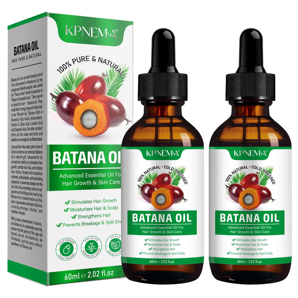KPNEMA Batana Oil for Hair Growth – 2 Pack, 100% Pure Organic Hair & Skin Care