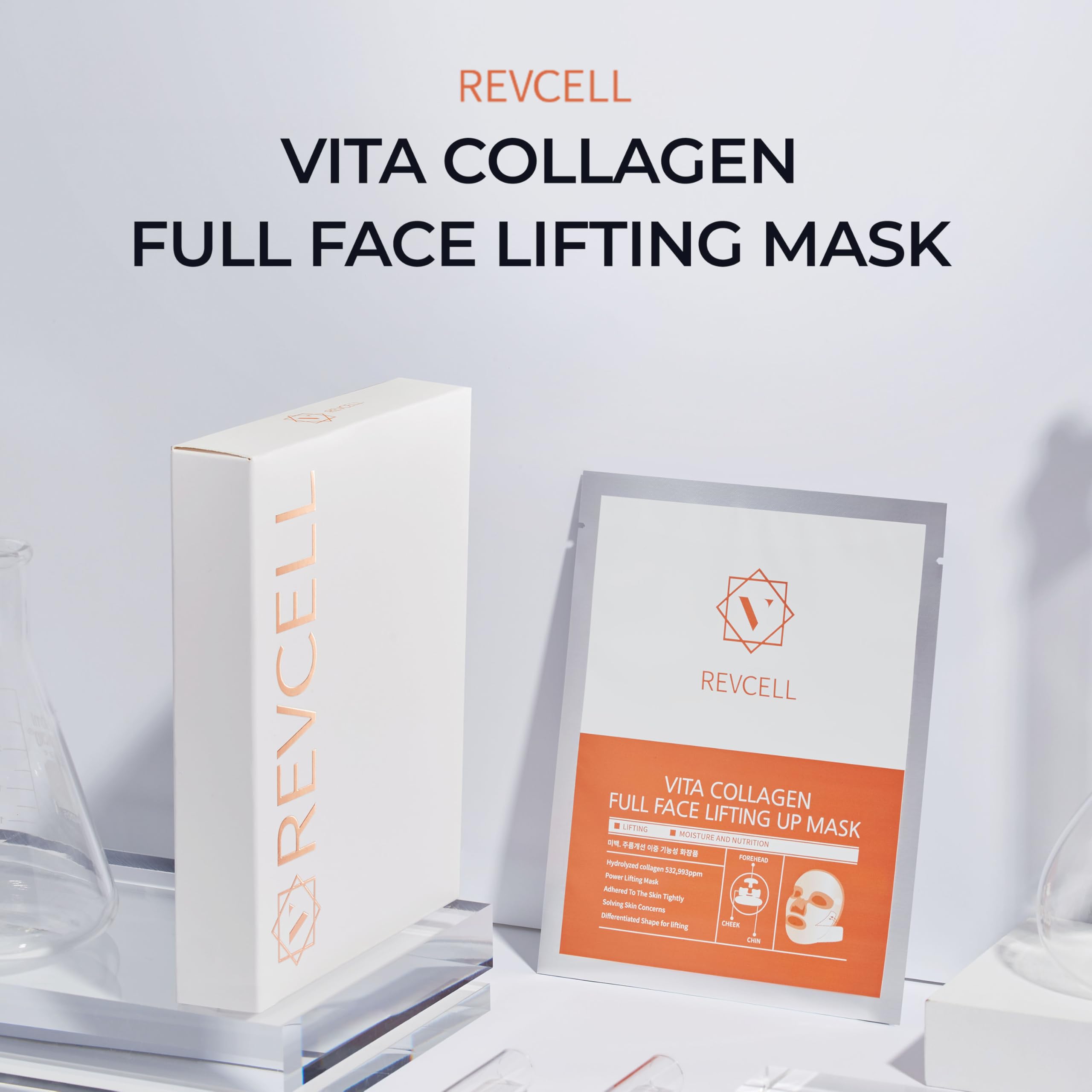 KPRODUCT4U Revcell Vita Collagen Full Face Lifting Mask – 5 Sheets, 95g, White