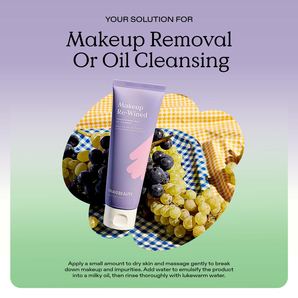 KraveBeauty Makeup Re-Wined Jelly Oil Cleanser – Vegan, Cruelty-Free K-Beauty (3.4 fl oz)