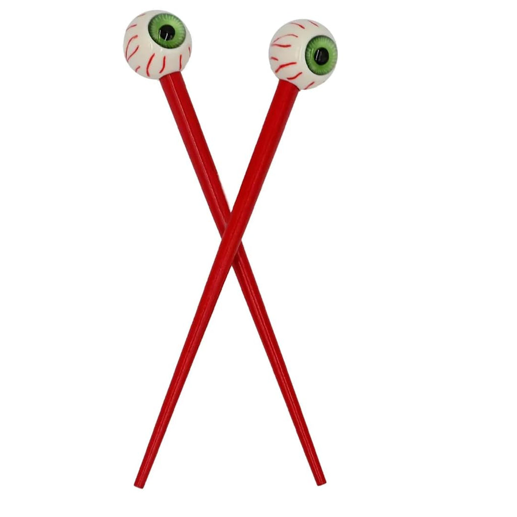 Kreepsville 666 Creepy Green Eye Ball Hair Sticks – Red, 1 Count, Gothic Hair Accessory