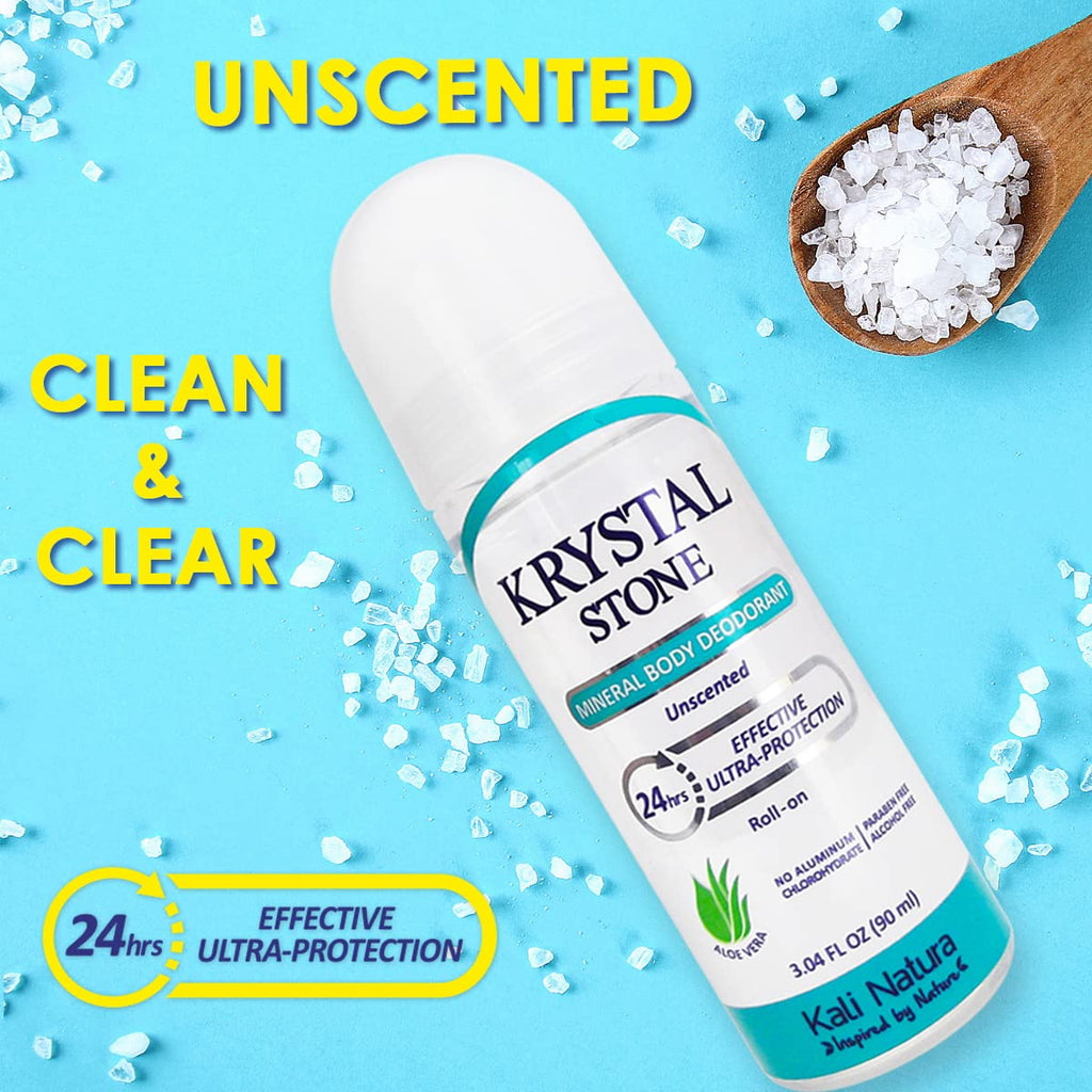 KRYSTAL STONE Deodorant 3-Pack Roll-On – Aloe Vera, Essential Oils, Vegan & Cruelty-Free