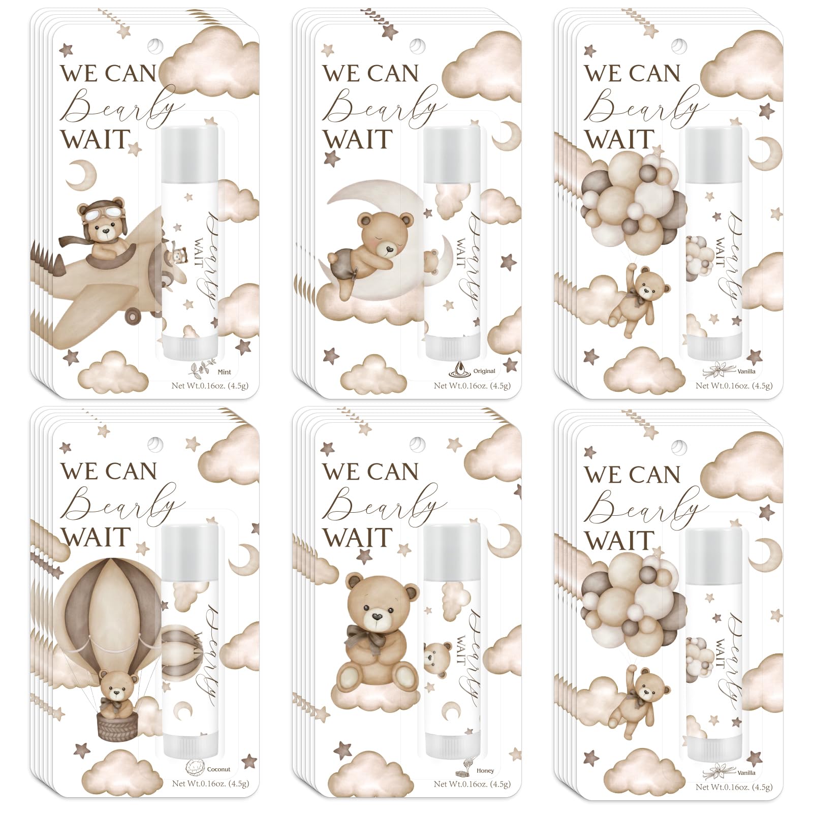Kuabiz We Can Bearly Wait Lip Balms 30-Pack – Bear Party Favors