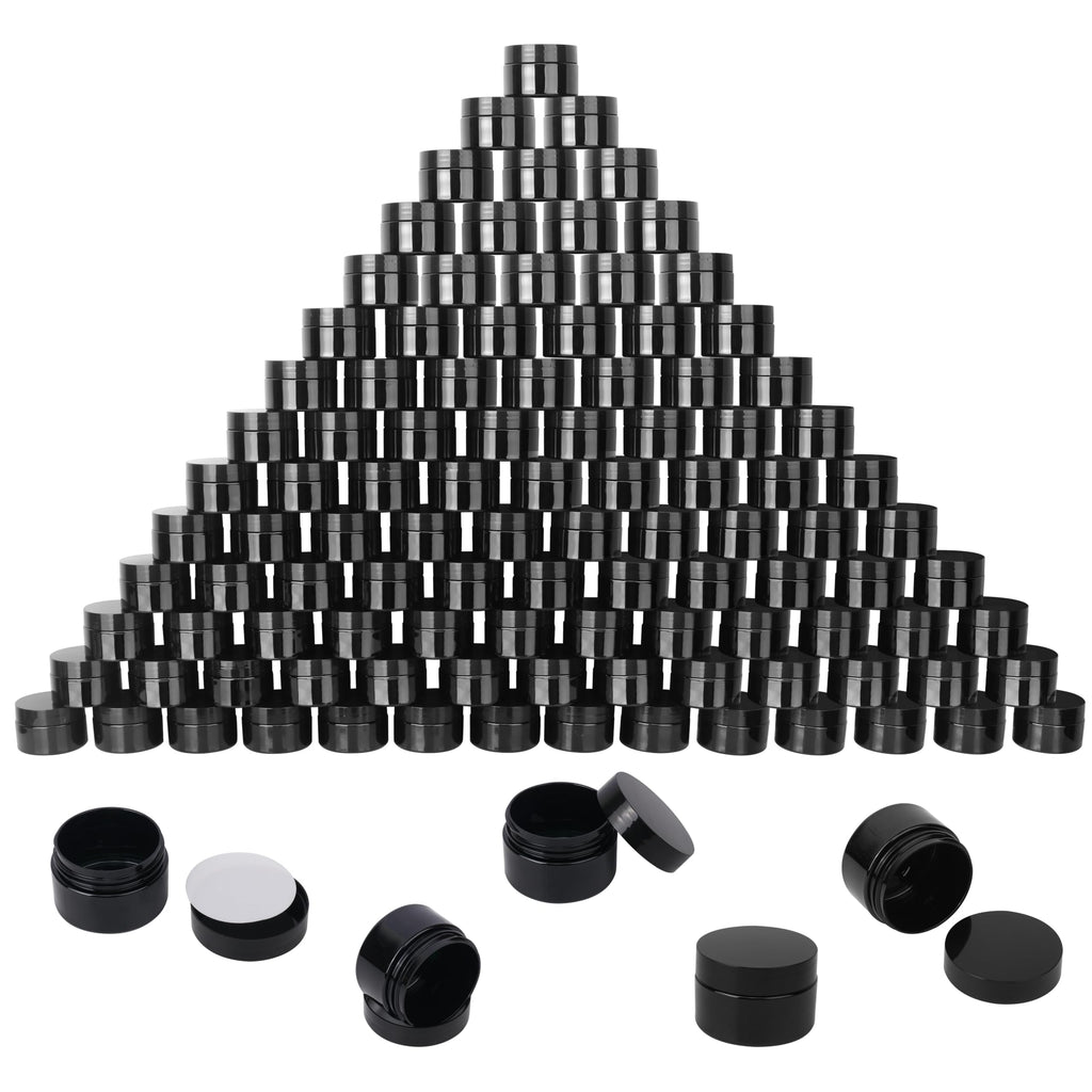 KUKLIPJIM 2 oz Black Plastic Jars with Lids | Multi-Purpose Cosmetic Containers & DIY Storage