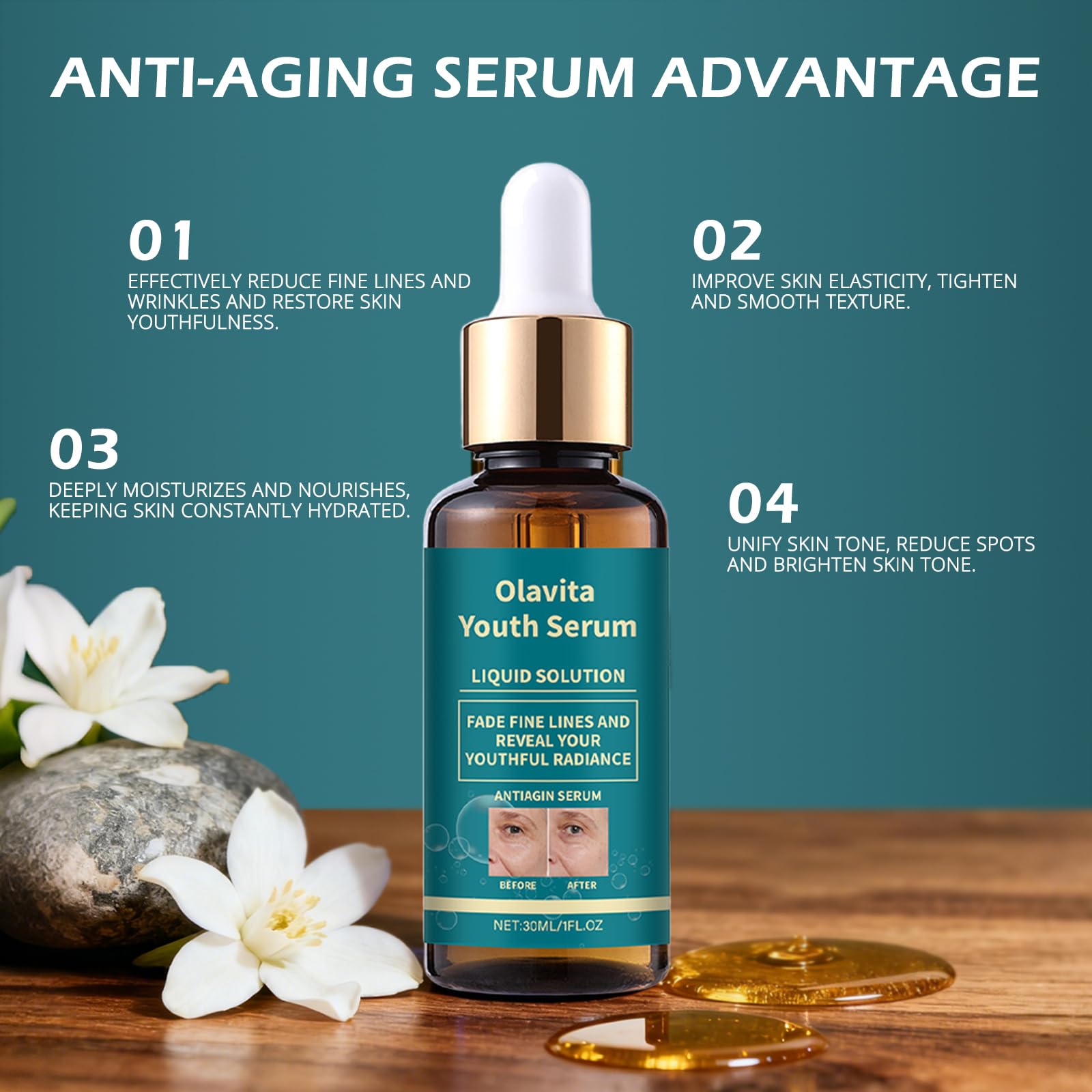 KUKSY Olavita Liquid Solution Anti Aging Serum – Firming, Hydration & Fine Line Reduction (Green, 2pcs)