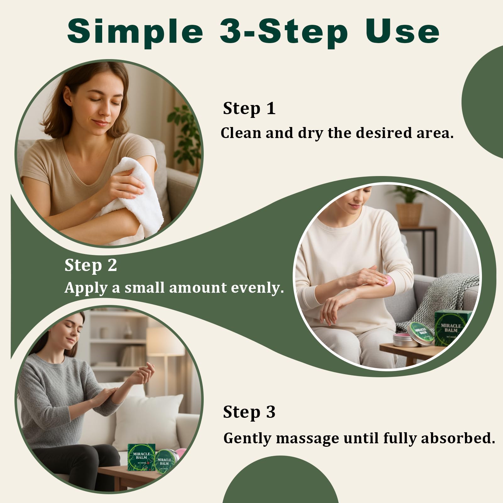 KUNAL Miracle Balm for Swollen Legs – 3-Pack Organic, Non-Greasy Foot & Joint Relief