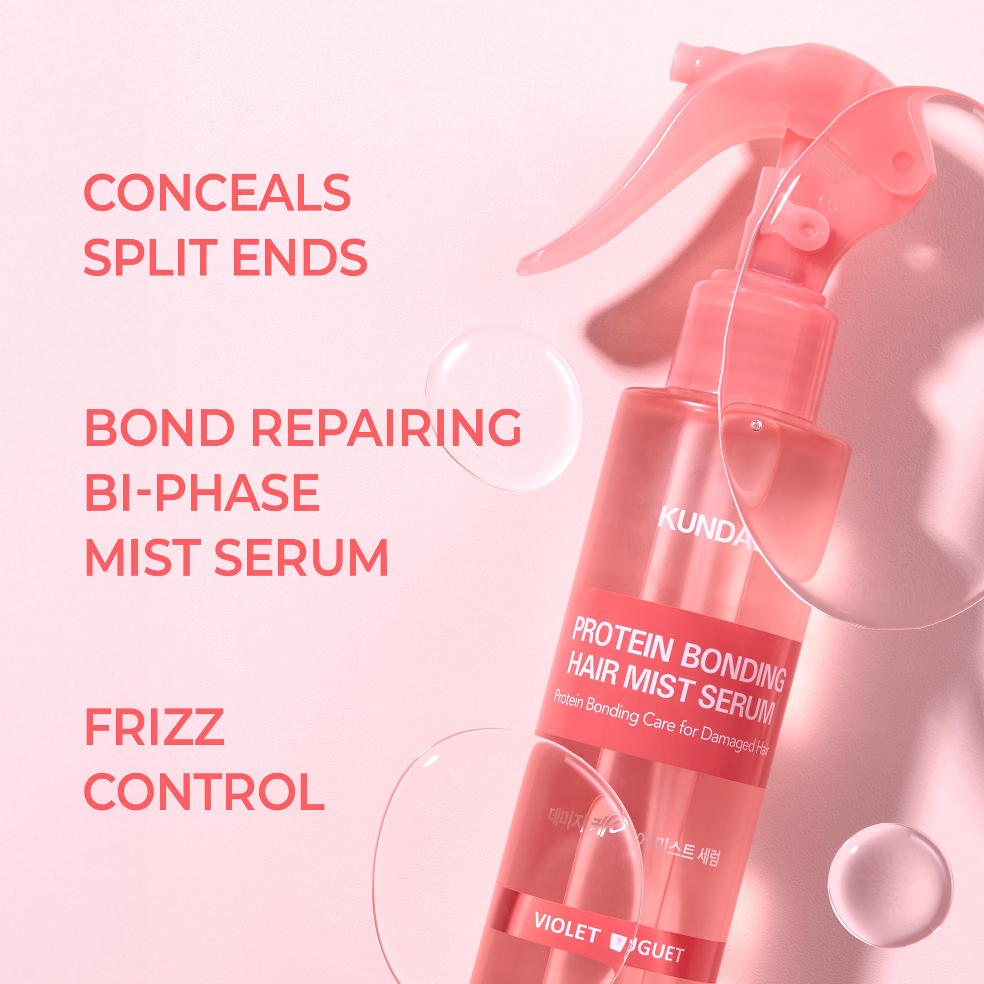 KUNDAL Hair Mist Serum | Vegan Protein Bonding, Heat Protection & Violet Muguet 150ml
