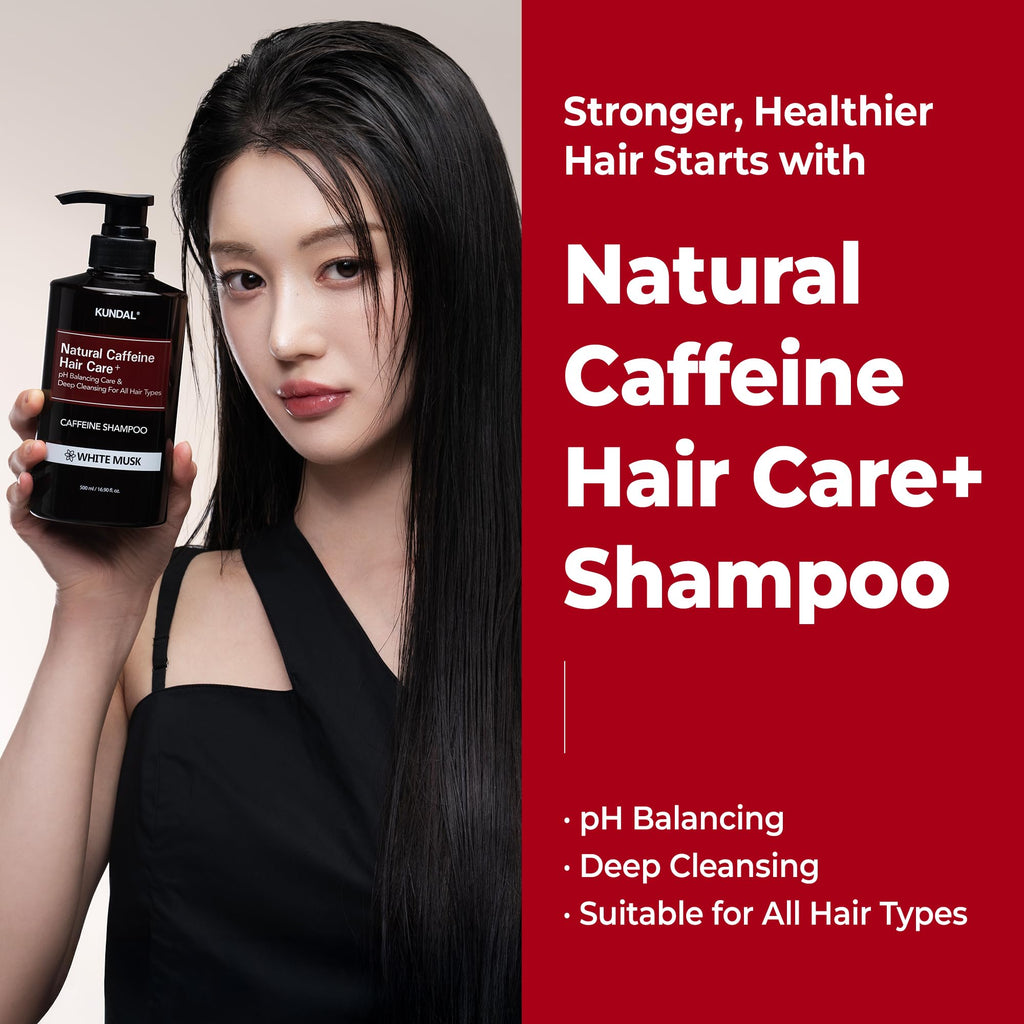KUNDAL Korean Caffeine Scalp Shampoo Cherry Blossom – Sulfate-Free with Menthol, 16.9 Fl Oz – Stocking Stuffers