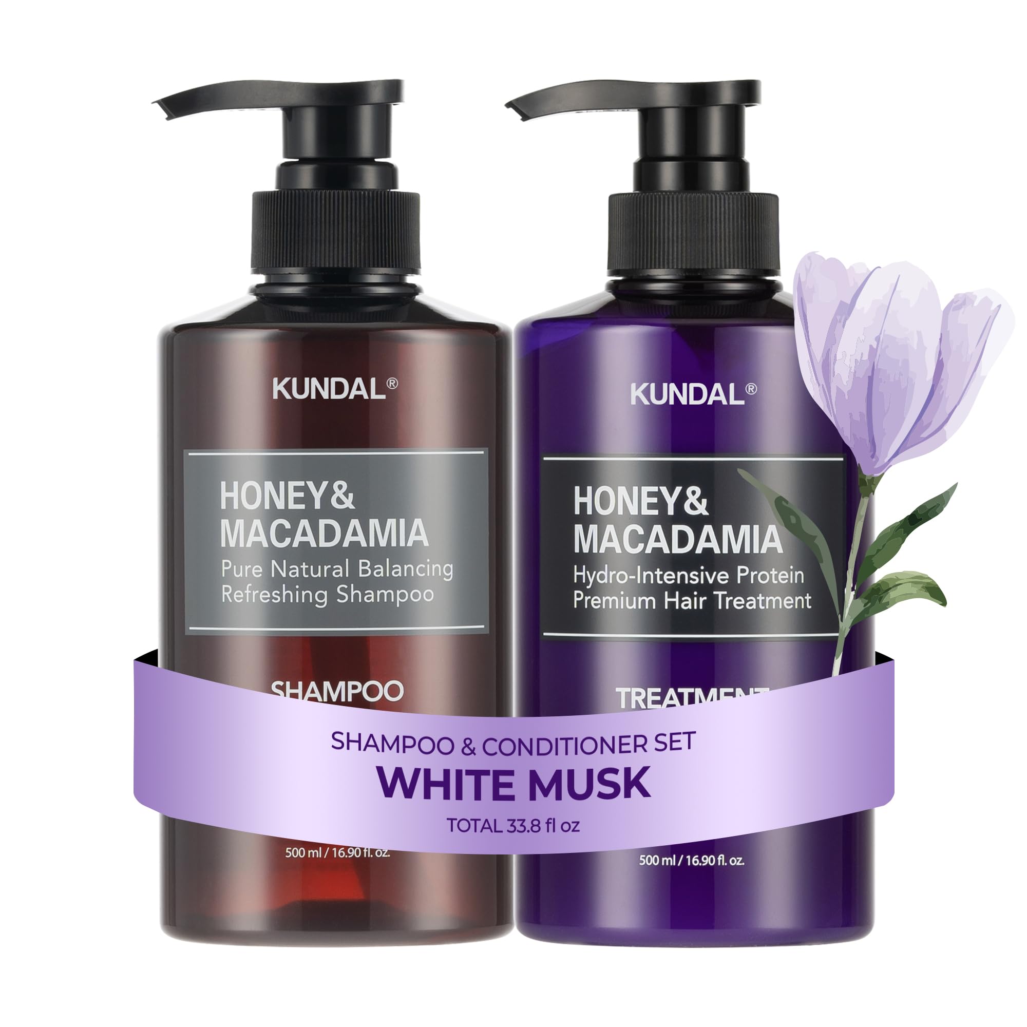 KUNDAL White Musk Shampoo & Conditioner Set – Sulfate-Free, Argan & Macadamia Oil