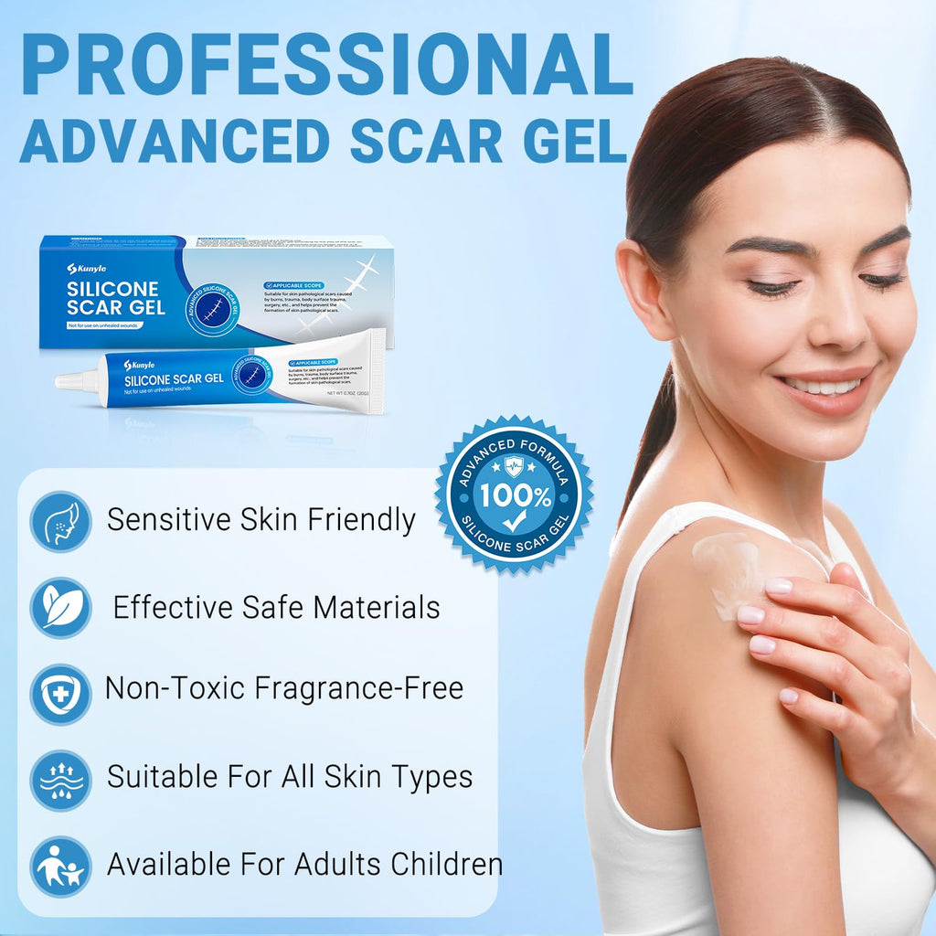 Kunyle Silicone Scar Gel 0.70oz — Advanced Scar Cream for Surgical Scars, Stretch Marks & Keloids