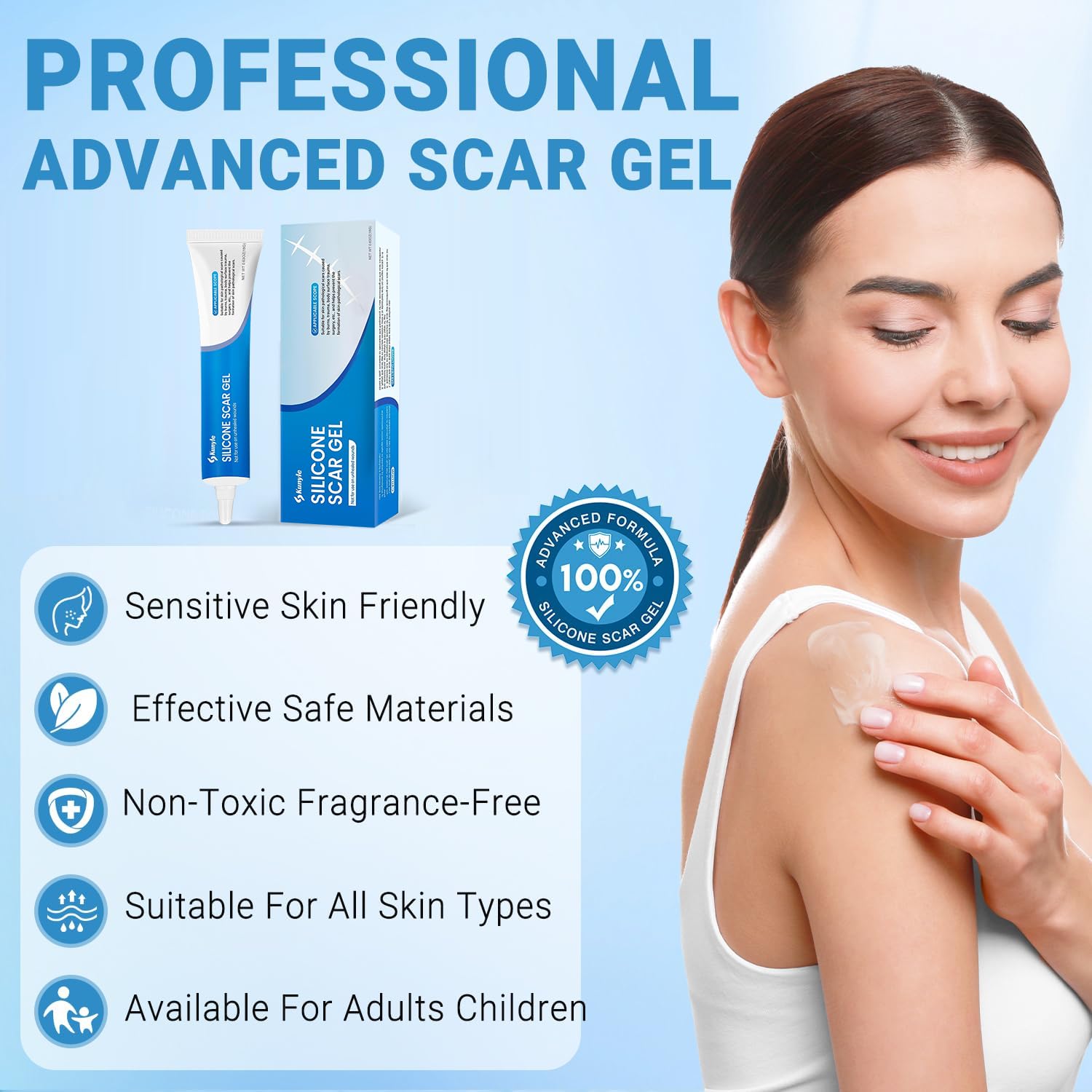 Kunyle Silicone Scar Gel - Advanced Scar Cream for Surgical Scars & Stretch Marks | 0.63oz