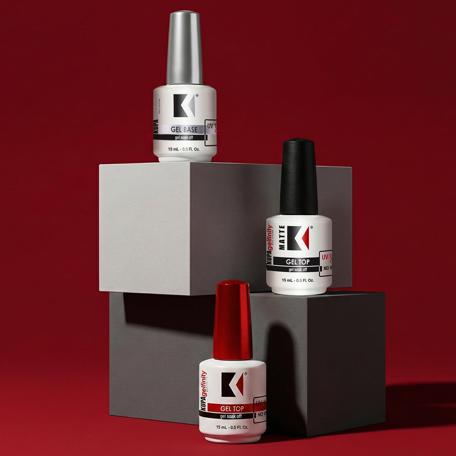 KUPA GelFinity Soak Off Gel Top Coat – High Gloss No-Wipe Finish Bundle (8.0 fl oz + 0.5 fl oz)