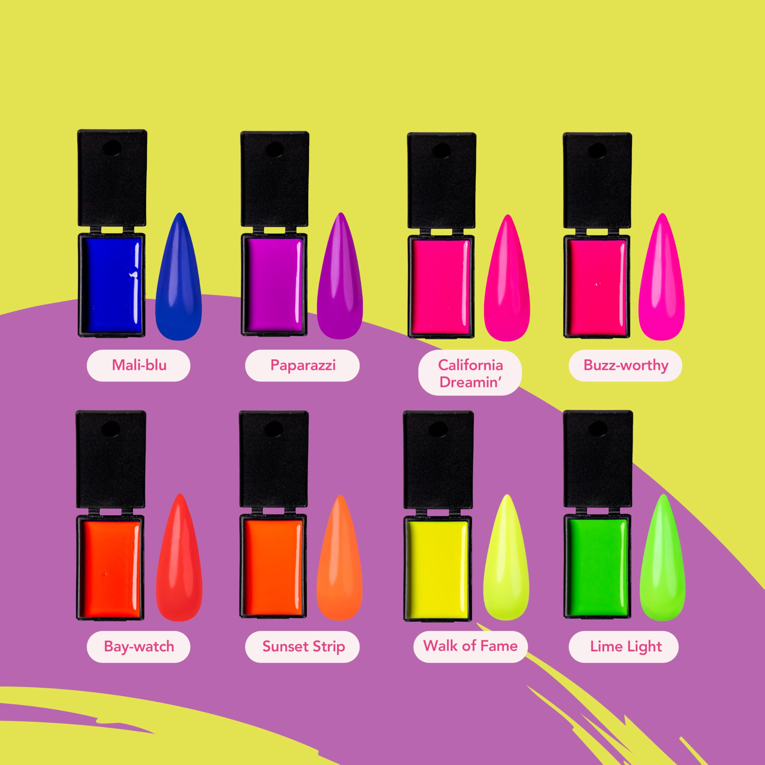 KUPA KULR Solid Cream Gel Nail Polish Venice Afternoon Collection – 8 Bold Colors + Brush