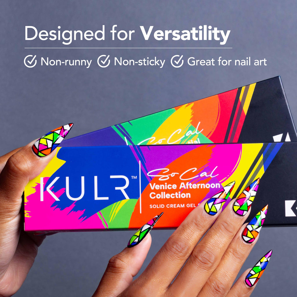 KUPA KULR Solid Cream Gel Nail Polish Venice Afternoon Collection – 8 Bold Colors + Brush