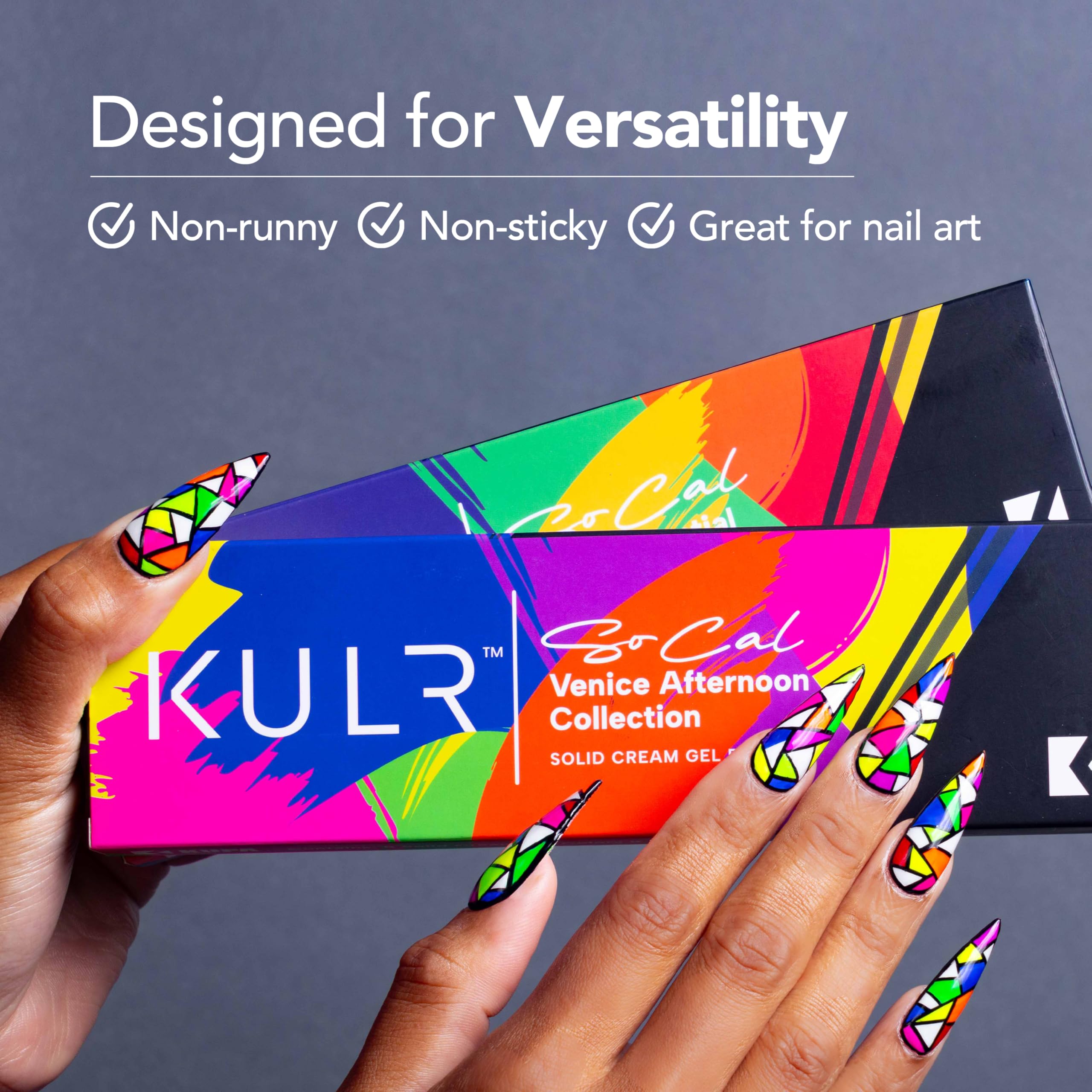 KUPA KULR Solid Cream Gel Nail Polish Venice Afternoon Collection – 8 Bold Colors + Brush