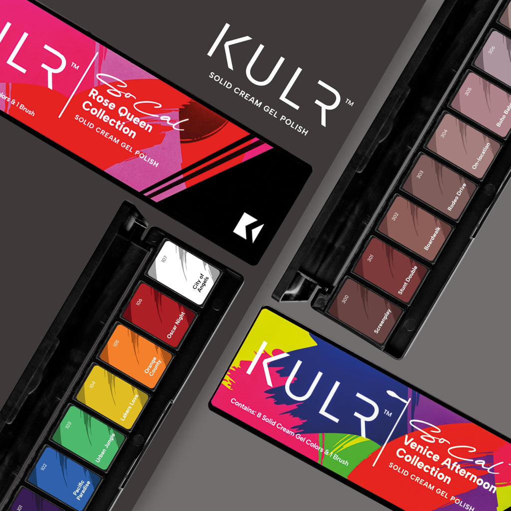 KUPA KULR Solid Cream Gel Nail Polish Venice Afternoon Collection – 8 Bold Colors + Brush