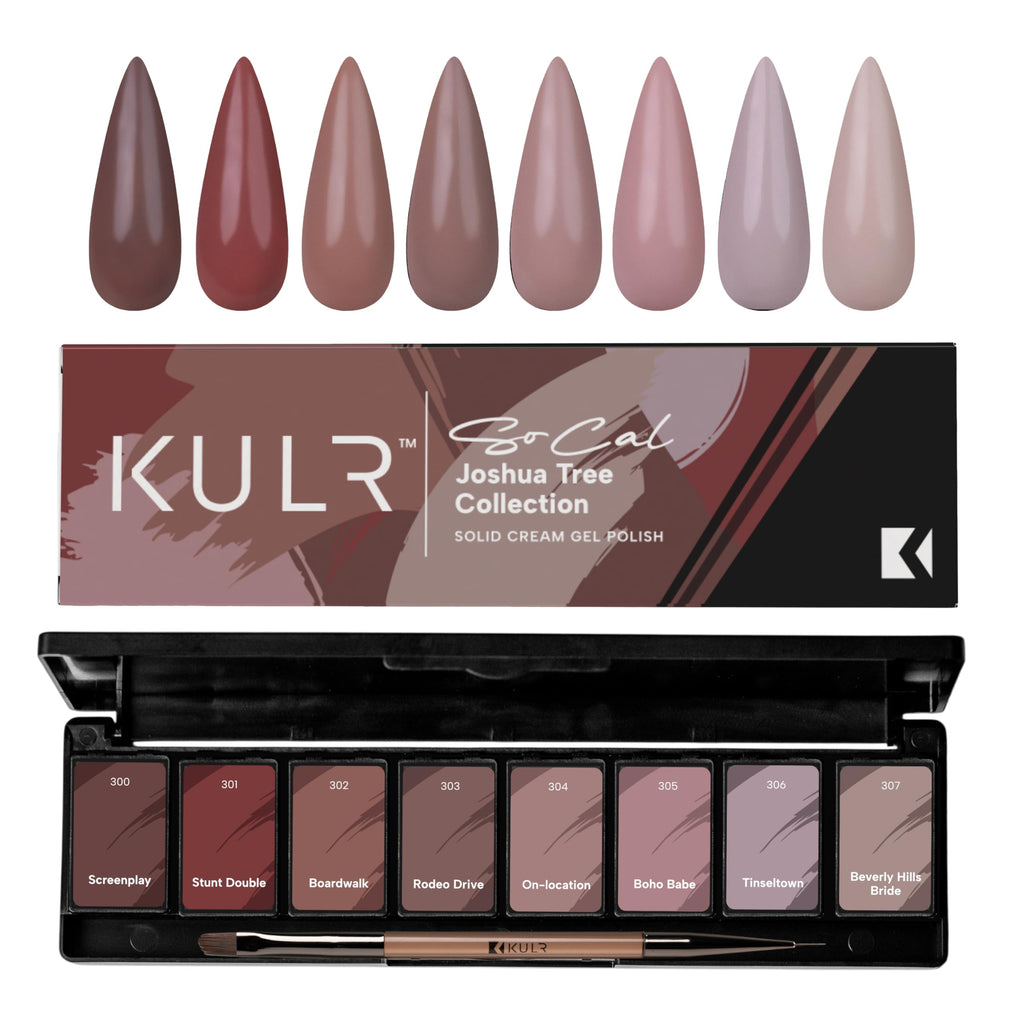 KUPA KULR Solid Cream Gel Nail Polish – Joshua Tree Collection, 8 Rich Colors, No Bleed, Includes Brush