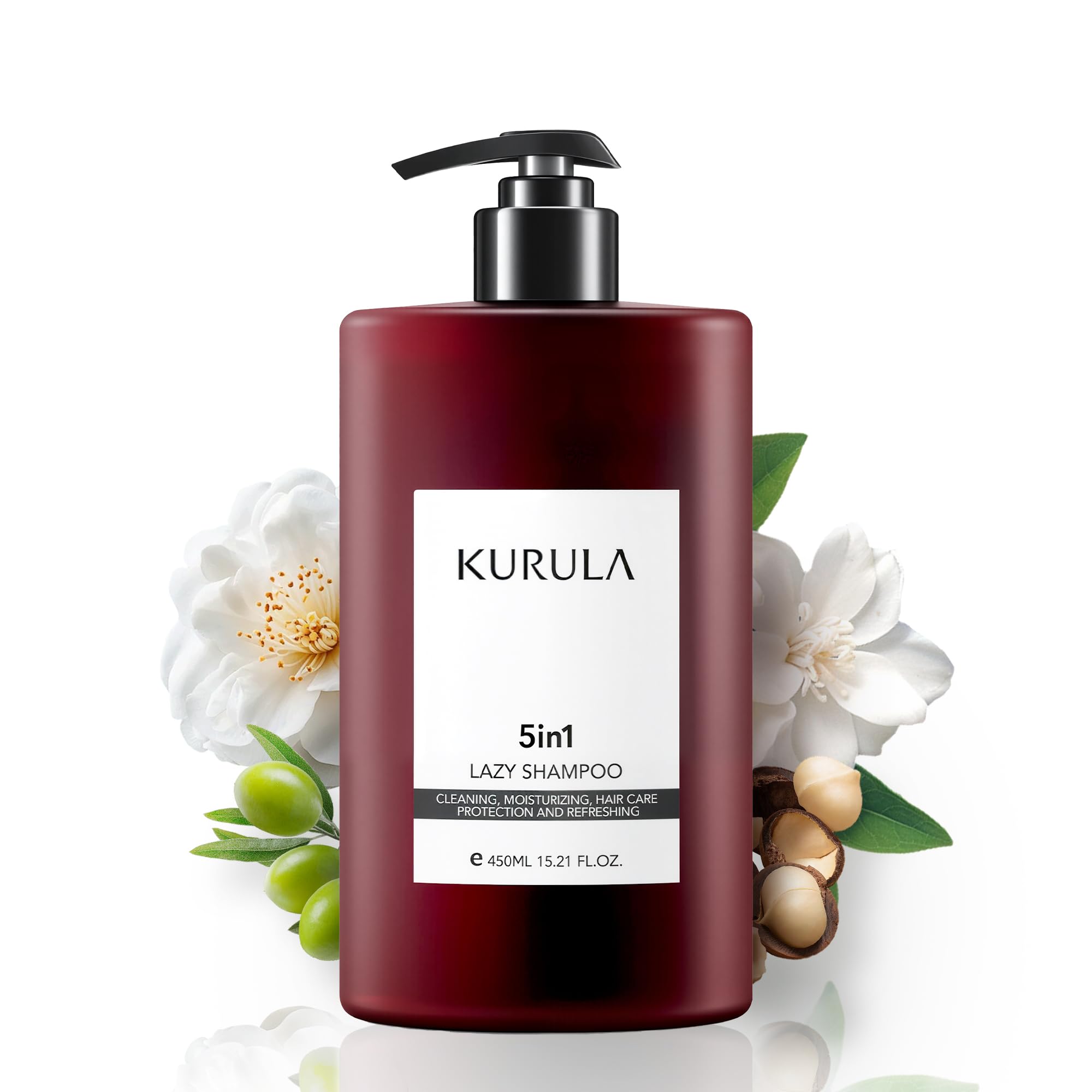 Kurula 5-in-1 Shampoo for All Hair Types | Volumizing, Moisturizing & Repairing with Camellia Oil | 15.2 oz